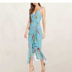 Astr Teal Floral Midi Dress